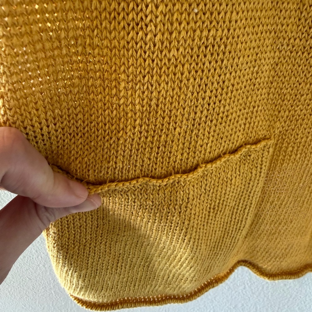 Eileen Fisher 100% Hemp Golden Yellow Knit Open Front Cardigan Size 1X - Picture 5 of 8